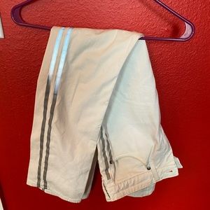 Reflective striped white pants